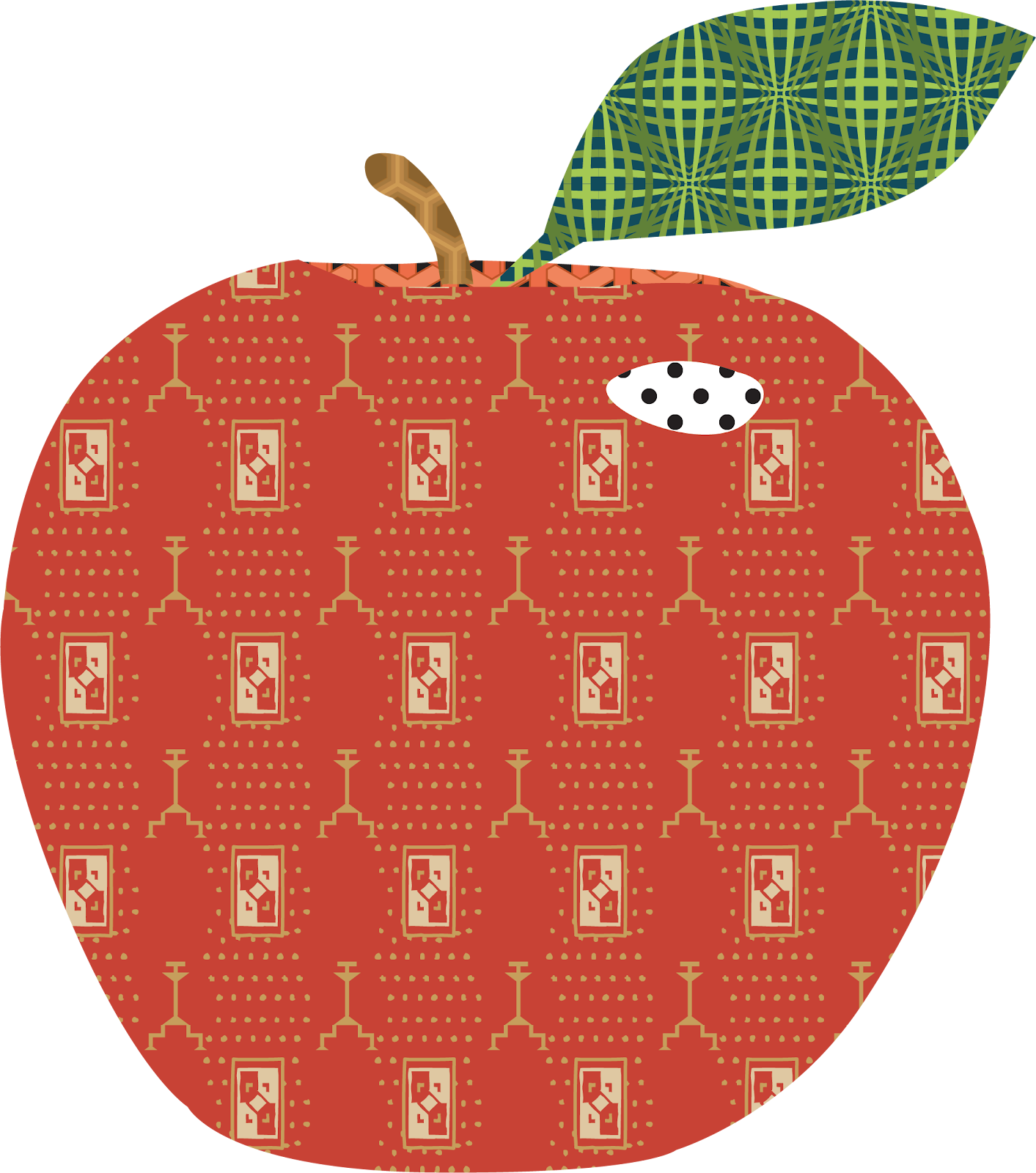 drawing of an apple using patterns to replace the colour